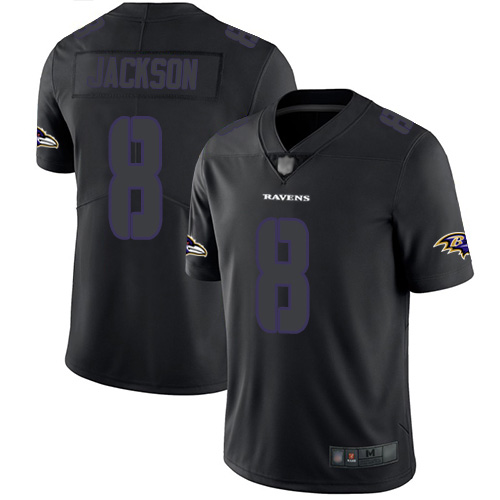 Baltimore Ravens Limited Black Men Lamar Jackson Jersey NFL Football #8 Rush Impact